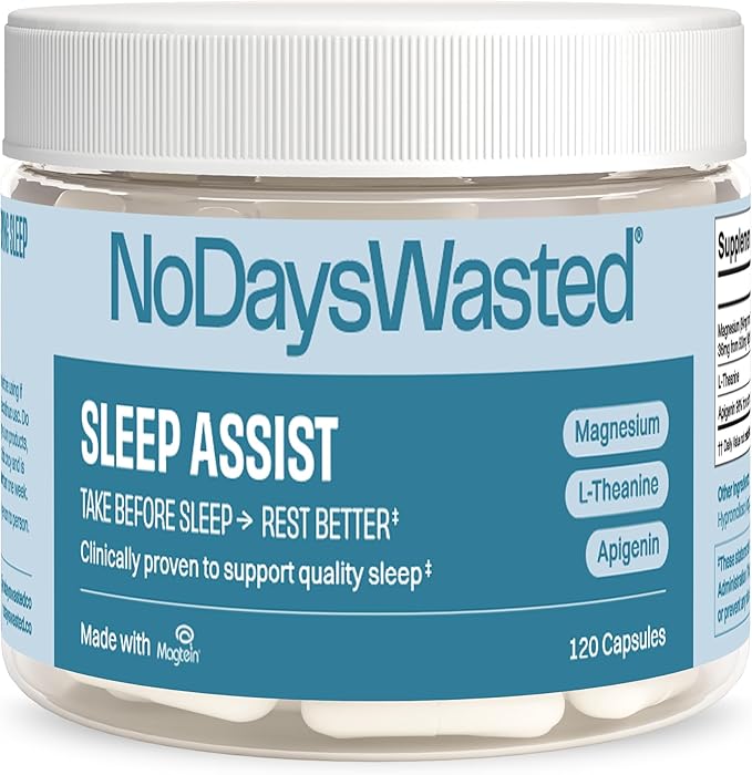 Magnesium Supplement - Magnesium Threonate Chelated Magnesium Bisglycinate L-Theanine &amp Apigenin - Rest Assist - Powerful Blend for Restful Nights - 120 Capsules