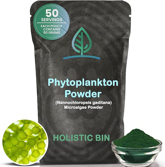 Holistic Bin Marine Phytoplankton Powder | Cultivated in Nordic Seawater | Microalgae Superfood | Natural Source of Omega-3 Chlorophyll &amp Amino Acid | Premium Marine Nutrition Supplement | 50 Gra