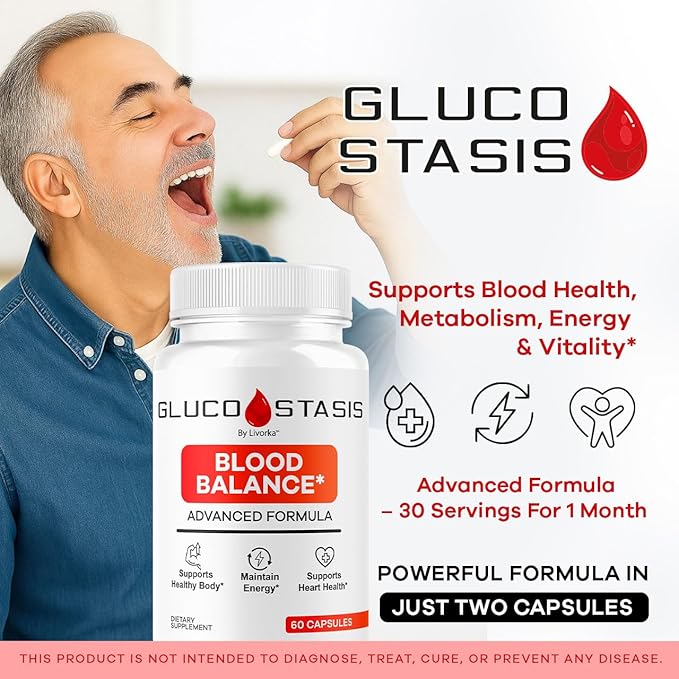 GlucoStasis Blood Balance Support - Official GlucoStasis Capsules Support Supplement All Natural Advanced Formula GlucoStasis Pills Vitamins for Health &amp Wellness 60 Capsules for 1 Month