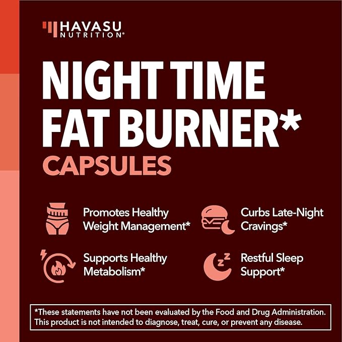 Night Time Fat Burner Metabolism Booster | Appetite Suppressant &amp Supplement to Support Weight Loss | 120 Weight Loss Supplement Pills for Men