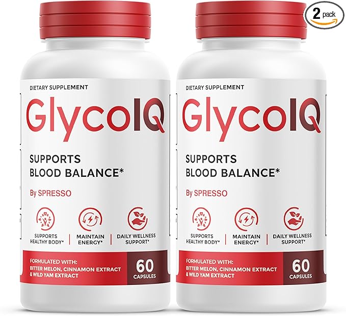 (2 Pack) GlycoIQ Capsules All Natural Glyco IQ Support Supplement Pills with Premium Ingredients Advanced GlycoIQ Maximum Strength Formula for Healthy Circulation &amp Balanced Levels (120 Capsules