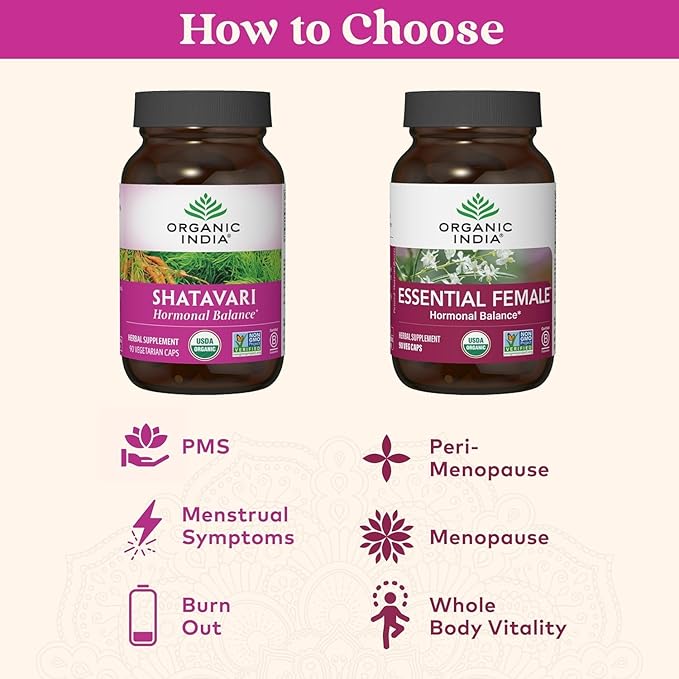 ORGANIC INDIA Shatavari Capsules - Herbal Supplement Supports Hormonal Balance Immune System Support Vegan Gluten-Free USDA Organic Supports Reproductive Health - 180 Capsules