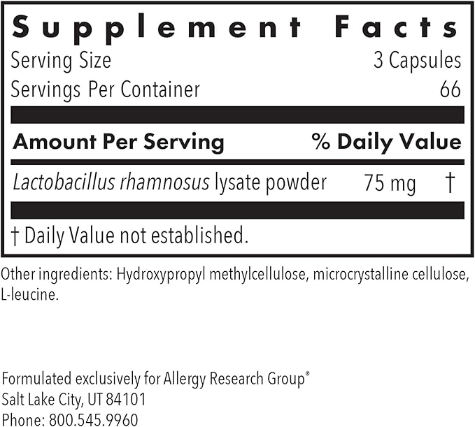 Allergy Research Group ImmunoBiotic Pro - Supports Immune System &amp Gut Barrier Function - Postbiotic Immune Regulator with Lactobacillus Rhamnosus Lysate - 66 Servings - 200 Capsules