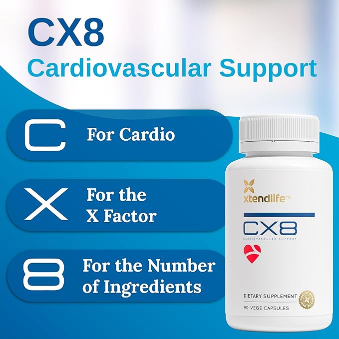 Xtendlife CX8 Heart Health Supplement for Cardiovascular Support Circulation and Arterial Health - with Vitamin K2 MK7 D3 Tocotrienols and Sea Buckthorn-30 Day Supply