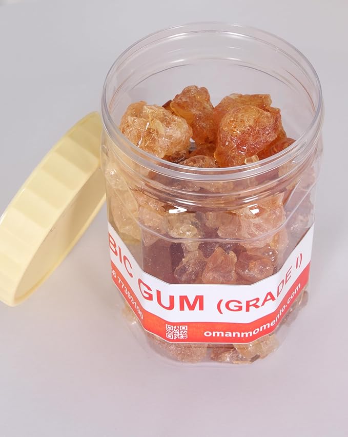 Pure Gum Arabic Dietary Fiber– Natural Purity Grade 1 – Supports Digestive Wellness – 200g (Orange)