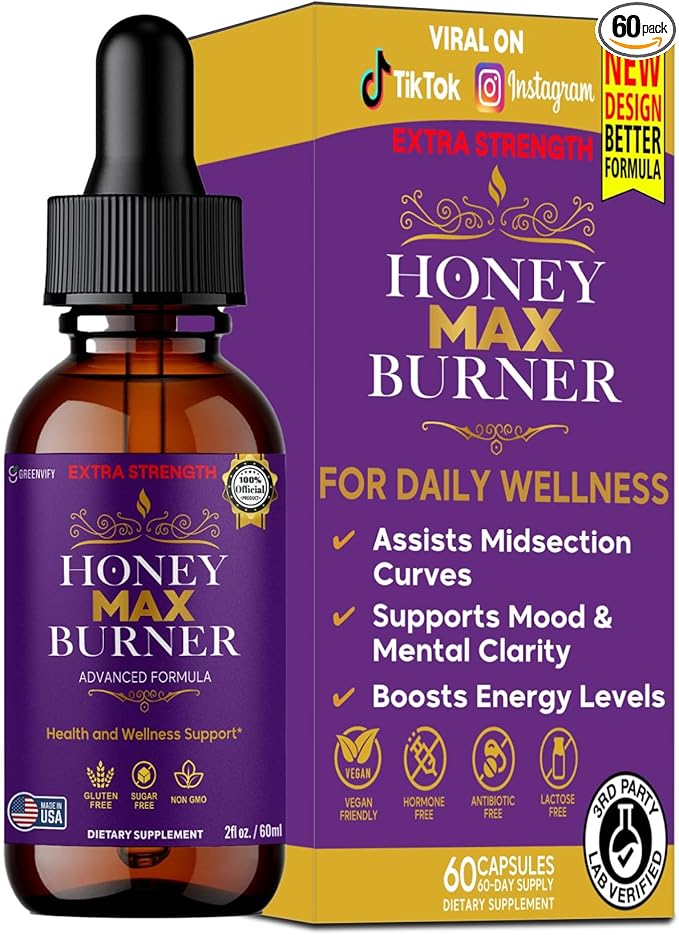 Honey Max Burner Extra Strength Dietary Supplement Advanced Formula with L-Arginine 2 fl oz Gluten Free Sugar Free Non-GMO (1)