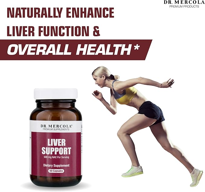 Dr. Mercola Liver Support Formula – 60 Capsules – 2 Bottles - Natural Liver Cleanse &amp Detox: N-Acetyl Cysteine Milk Thistle &amp Organic Broccoli Powder – Supports Healthy Liver Function &amp R