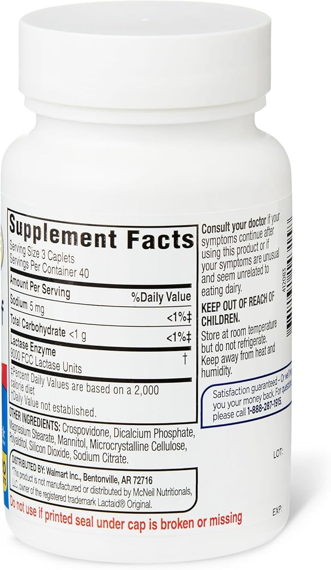 Dairy Relief for Lactose Intolerance- Pills for Enzyme Relief Intolerance Digestion 120 Tablets (Pack of 1)