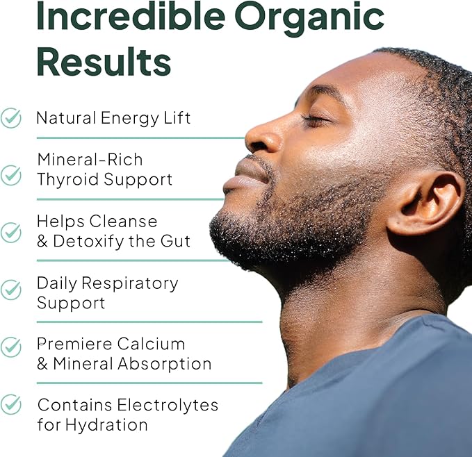 Organics Ocean Wild Sea Moss Capsules - 100% Organic Irish Sea Moss with Organic Chlorella Bladderwrack and Vitamin D for Energy Lung Health and Thyroid Support for Women and Men - 60 Capsules
