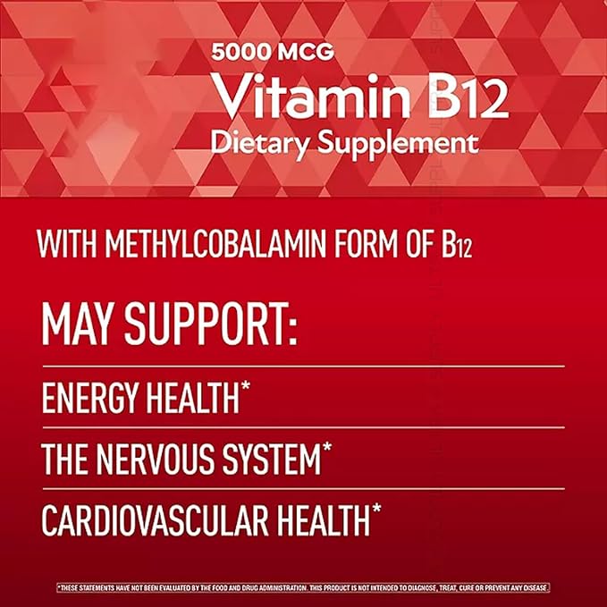 Members Mark Vitamin B12 (300 Count.) Quick Dissolve Tablets 5000 mcg – Cherry Flavor Methylcobalamin for Energy &amp Nervous System Support – USP Verified