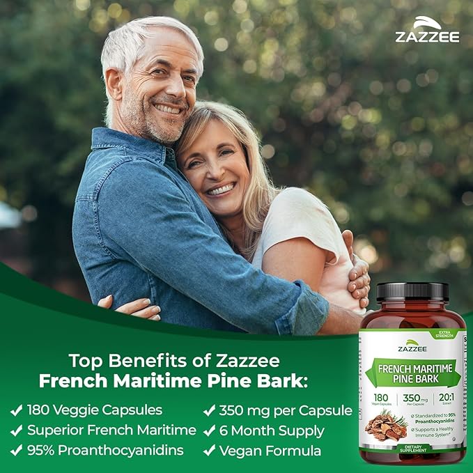 Zazzee Saw Palmetto and French Maritime Pine Bark Extract Capsules | 20:1 Saw Palmetto Extract Plus French Pine Bark | Prostate Support Bundle