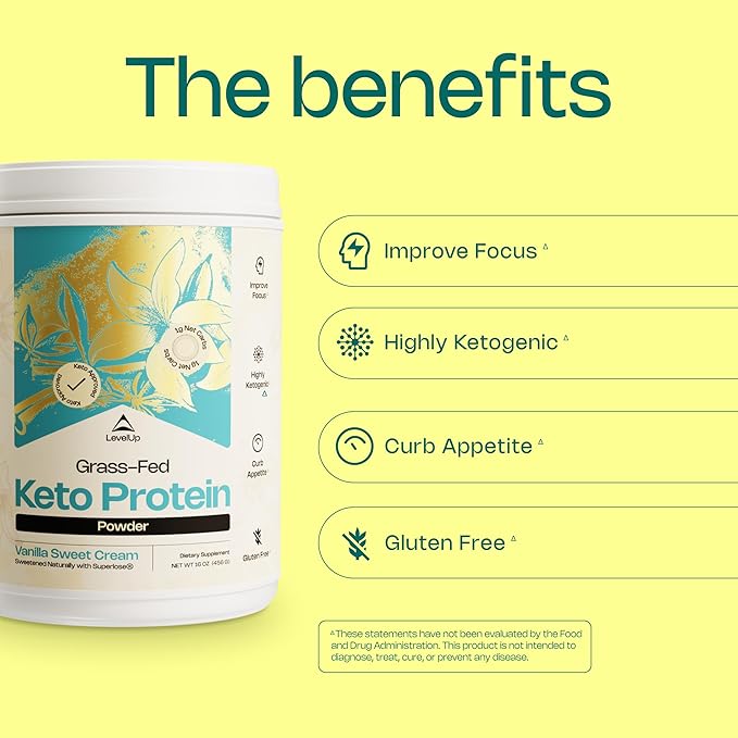 LevelUp 𝗪𝗜𝗡𝗡𝗘𝗥 - 𝗕𝗘𝗦𝗧 𝗞𝗘𝗧𝗢 𝗣𝗥𝗢𝗧𝗘𝗜𝗡 Grass-fed Collagen Protein Powder C8 MCT Oil Whey Protein Isolate Irish Butter Ketogenic Protein Shake Supplement (Chocolate Cream)