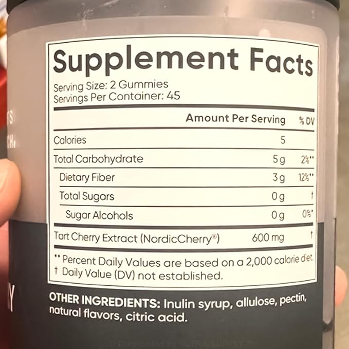 Sports_Researchs Sugar-Free Tart Cherry Gummies (90 Count.) - Supports Rest &amp Recovery Vegan Gluten-Free Non-GMO 600mg Nordic Cherry Extract