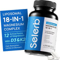 18 in 1 Magnesium Complex for Women and Men | Liposomal Magnesium Supplement with Glycinate Citrate Malate Taurate D3 &amp K2 | High Absorption for Muscle Sleep Bone Nerve Support | 90 Capsule