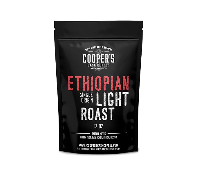 Ethiopian Bold Light Roast Grade 1 Ground Coffee Natural Dry Processed Single Origin Intense Bright Bold &amp Aromatic Coffee Gourmet Coffee - 12 oz Bag