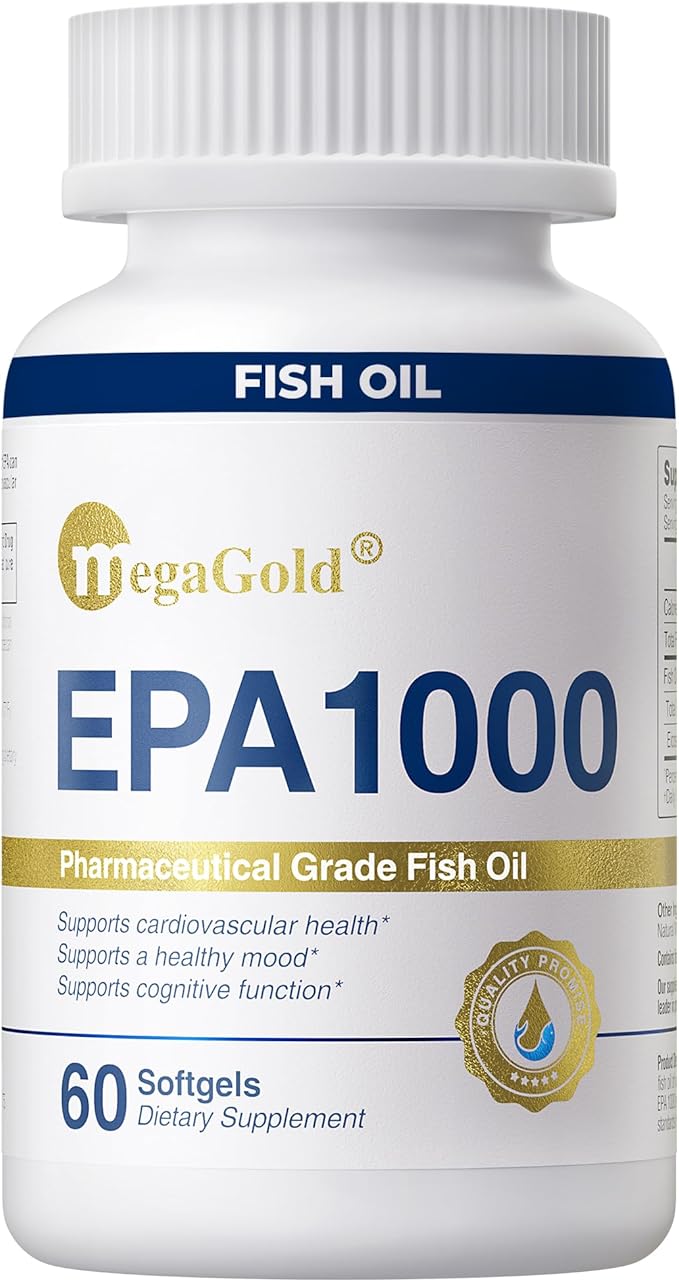 Fish Oil Omega 3 Supplements EPA 1000mg - Omega-3 Fatty Acids 1000mg Burpless Fish Oil for Men &amp Women Pure Concentrated Supplement - 60 Mini Softgels