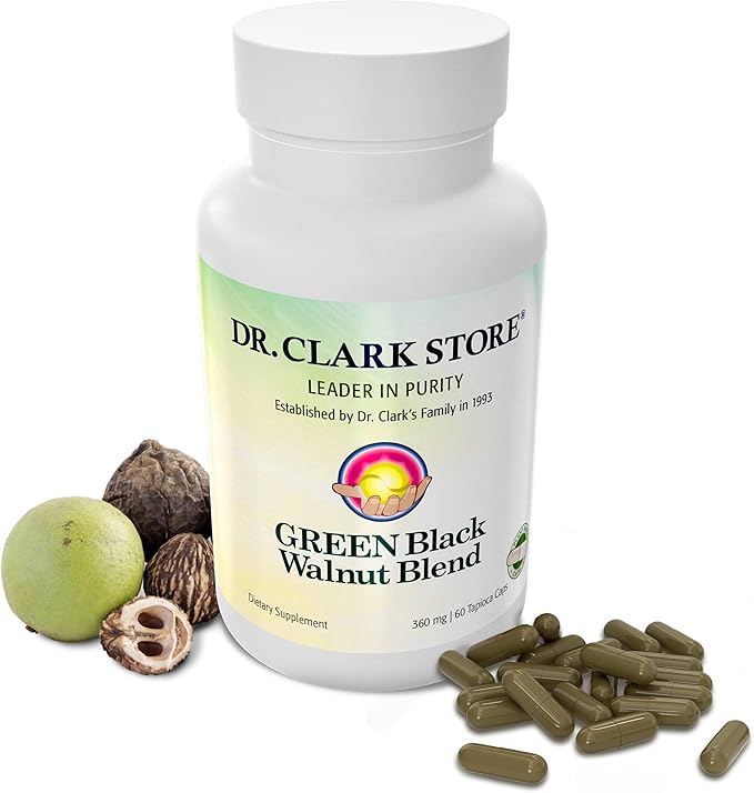 Dr. Clark Green Black Walnut Dietary Supplement 360mg 60 Tapioca Capsules