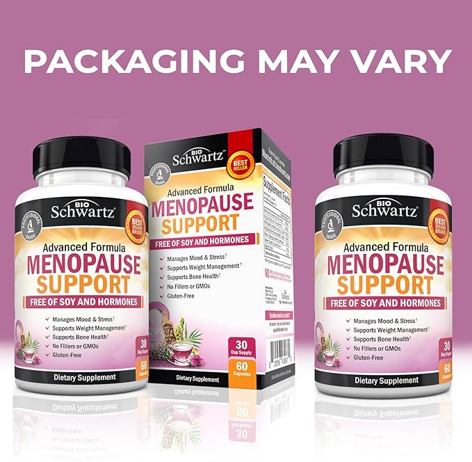 BioSchwartz Herbal Menopause Supplement with Black Cohosh (1 Month Supply) Plus Prebiotics and Probiotics with Digestive Enzymes for Women (1 Month Supply)