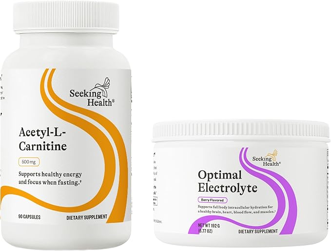 Acetyl-L-Carnitine &amp Optimal Electrolyte: Supports Energy Brain &amp Mood + Electrolyte Powder with Magnesium Sodium &amp Potassium Berry (90/30 Servings)