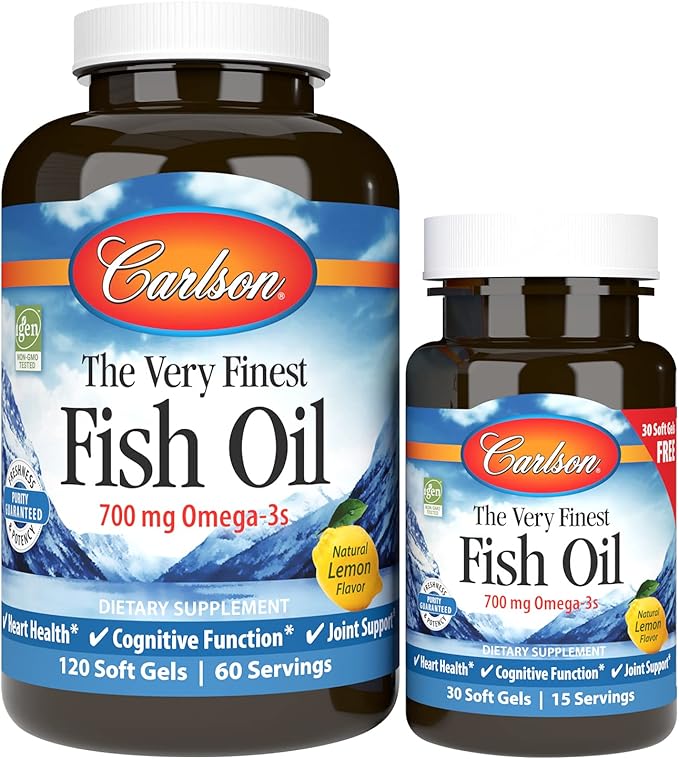 Carlson - The Very Finest Fish Oil 700 mg Omega-3s Norwegian Sustainably Sourced Lemon 150 Count