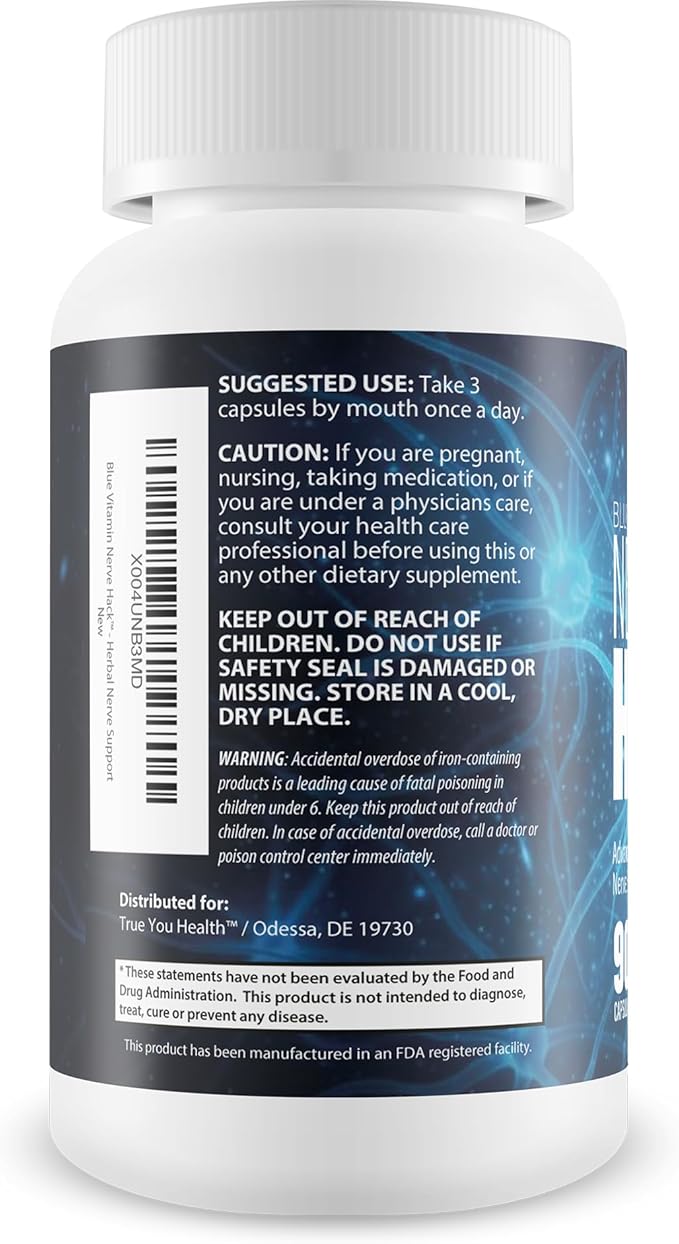 Blue Vitamin Nerve Hack - Our Best Vitamin B12 For Nerve Repair - Advanced Nerve Support Formula Neuropathy Supplement - B12 Blue Vitamin for Neuropathy Relief - Central Nervous System Supplements