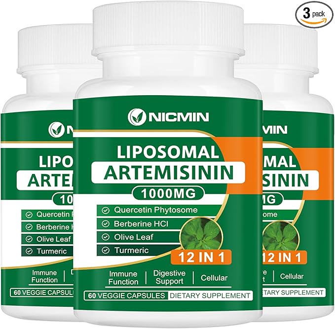 Liposomal Artemisinin Supplement 1000mg Sweet Wormwood Extract with 200mg Quercetin Phytosome Maximum Absorption for Antioxidant 180 Capsules