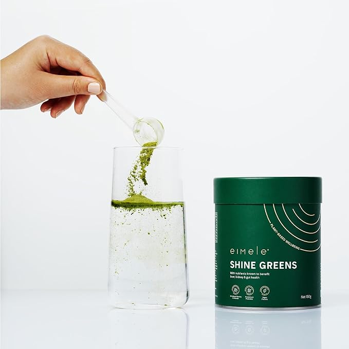 eimele | Shine Greens | Plant-Based Superfood Greens Powder for Gut Health | Supports Energy Digestion &amp Immunity | Packed with Antioxidants Essential Nutrients &amp Probiotics | 42 Servings (5