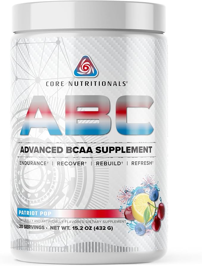Core Nutritionals ABC Advanced BCAA Supplement | Amino Acid Recovery Blend | with Glutamine Beta Alanine Citrulline Malate | 20 Servings (Patriot Pop)