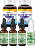 LOVITA Daily Wellness Bundle - 3 Propolis Drops 1 Throat Spray &amp 2 Immune 8-in-1 Capsules Zinc Vitamin C &amp Propolis Extract (6 Pc Set)