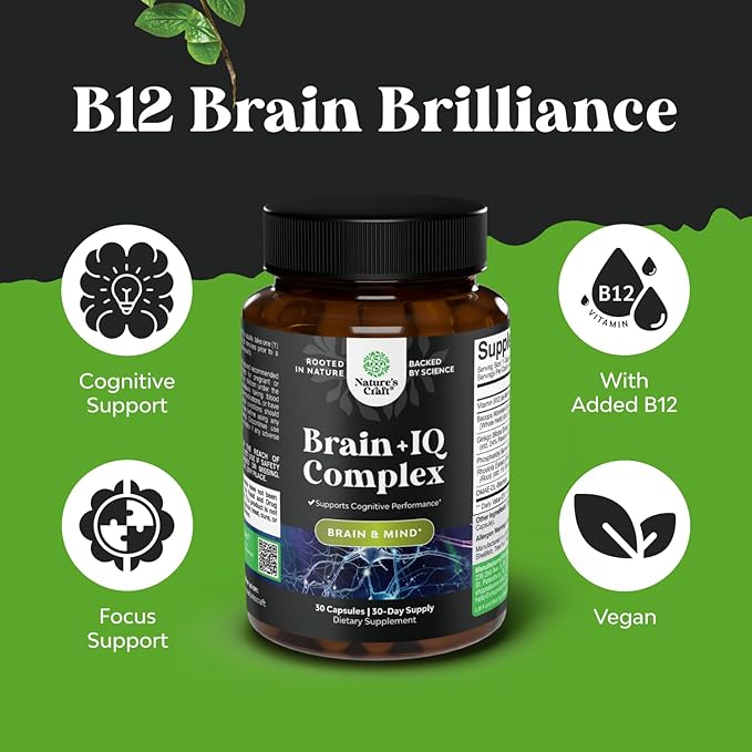 Nootropic Memory Supplement for Brain Support - Memory Pills for Brain Boost and Natural Energy Booster - Vit B12 Bacopa Monnieri Rhodiola Rosea DMAE Ginkgo Biloba Phosphatidylserine Supplement 3 pack