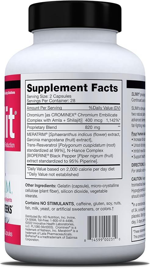 HEALTH DIRECT - SLIMit with Meratrim - Natural metabolic for Women &amp Men - Targets Fat Cells Supports Metabolic Health - 56 Capsules
