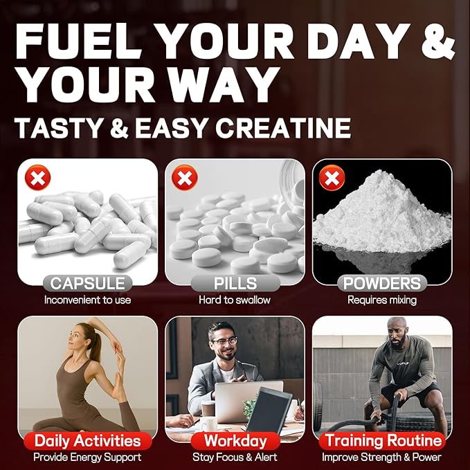 99.9% Creatine Monohydrate Gummies SGS Certified 5000mg Creatine Gummies for Men &amp Women Support Muscle Strength Recovery &amp Stamina Sugar Free Vegan Non-GMO Strawberry Flavor 90 Count