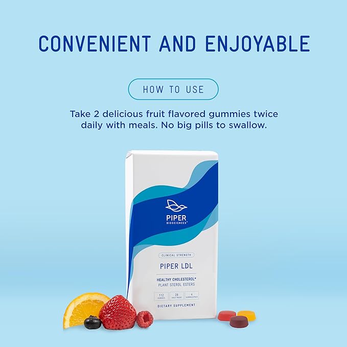 Piper LDL Cholesterol Health Plant Sterol Gummies: Plant Sterols Cholesterol Supplement (2 Boxes 224 Gummies)