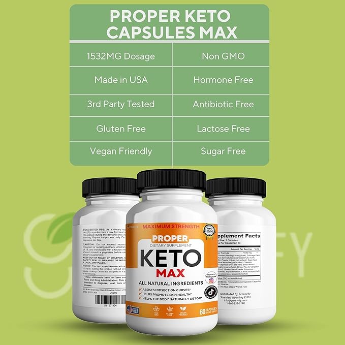 Proper Keto Max Dietary Supplement Maximum Strength All Natural Ingredients 60 Capsules 30-Day Supply Supports Skin Health and Natural Detox (3)