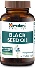 Himalaya Black Seed Oil Softgels Cold-Pressed &amp Unrefined Black Seed Oil for Wellness Non-GMO Vegan Gluten-Free No Additives 1000 mg Per Serving 60 Softgels