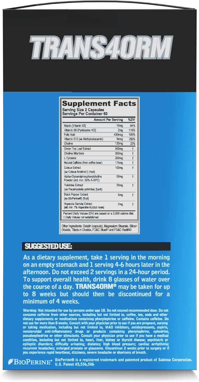 EVL Weight Loss Support Stack - Trans4orm Thermogenic Fat Burner &amp Metabolism Support Pills with Green Coffee Bean Extract and Forskolin Plus LeanMode Non-Stimulant