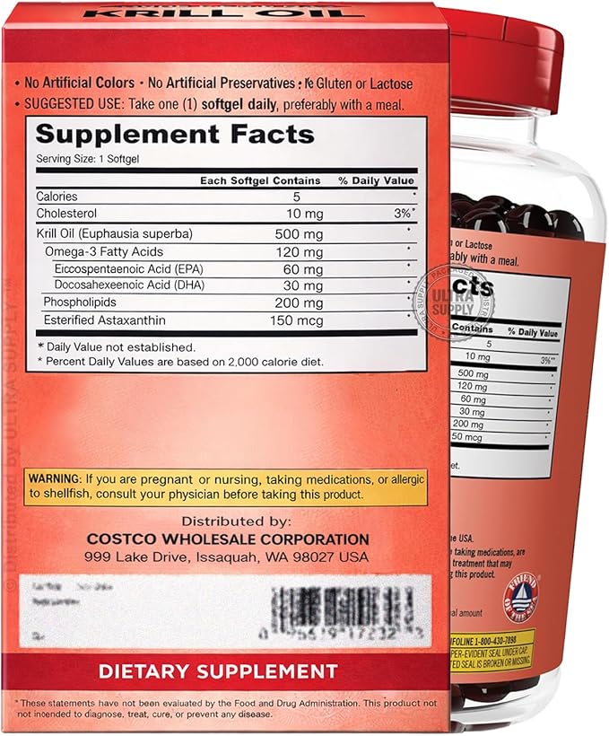 Kirk Lands Signatures Krill Oil 500mg (180 Count) Softgels
