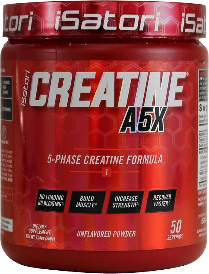 iSatori Creatine A5X with Creatine Monohydrate &amp Betaine Anhydrous for Muscle Growth Strength Building &amp Recovery - Dietary Supplement for Training &amp Weight Lifting - Unflavored (50 Serv