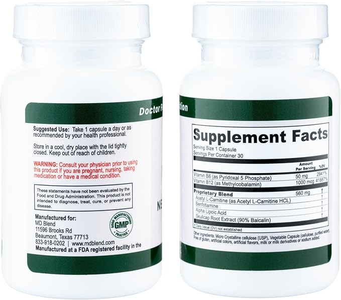 Neuropathy + Vascular Supplement Bundle Nerve &amp Circulation Wellness Formula with Alpha Lipoic Acid Acetyl L-Carnitine Garlic &amp L-Arginine Nerve Support &amp Nitric Oxide Circulation Caps