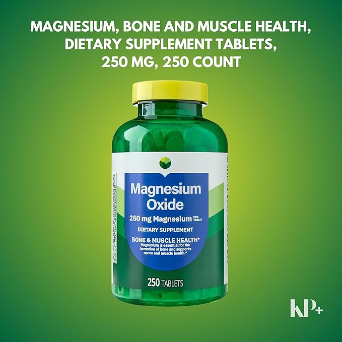 KP+ Magnesium Oxide 250 mg | Bone Muscle &amp Nerve Support | 250 Tablets | Dietary Supplement | Pack of 2