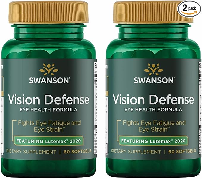 Swanson Vision Defense Antioxidant Vision Health Supplement Lutein Zeaxanthin Astaxanthin Broccoli Extract Bilberry Extract 60 Softgels Sgels (2 Pack)