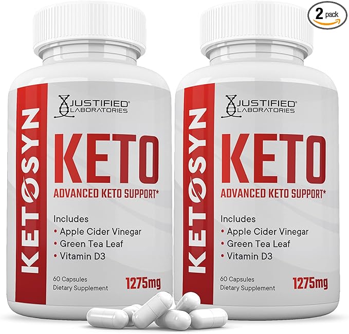 (2 Pack) Ketosyn Keto ACV Pills 1275MG Keto Support Blend Capsule Alternative to Keto ACV Gummies Formulated with Apple Cider Vinegar Extra Virgin Olive Oil Powder Green Tea Leaf 120 Capsules