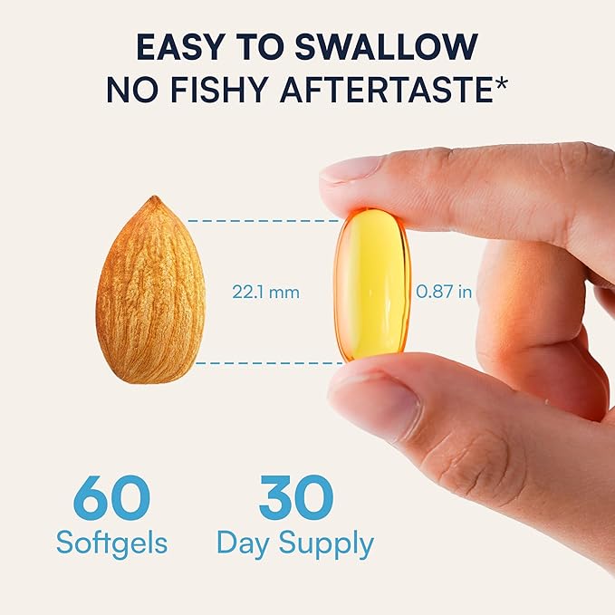 Omega-3 Fish Oil - 1800mg EPA &amp DHA Per Serving 30 Servings - Supports Brain Function Heart Health &amp Flow State - Non-GMO