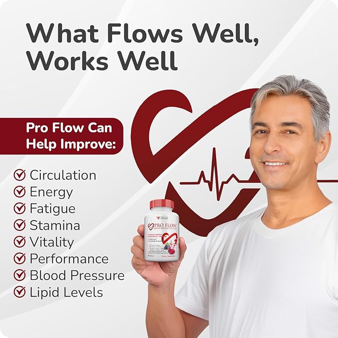 Pro Flow Circulation Support Supplement – 90 Beet Root Capsules with Grape Seed Extract L-Arginine Vitamins B12 beet root extract capsules Blood Circulation Supplement - 90 Capsules