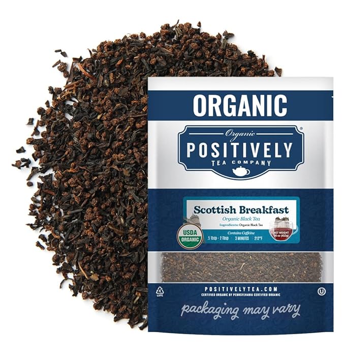 Organic Positively Tea Company Scottish Breakfast Black Tea Loose Leaf 16 Ounce