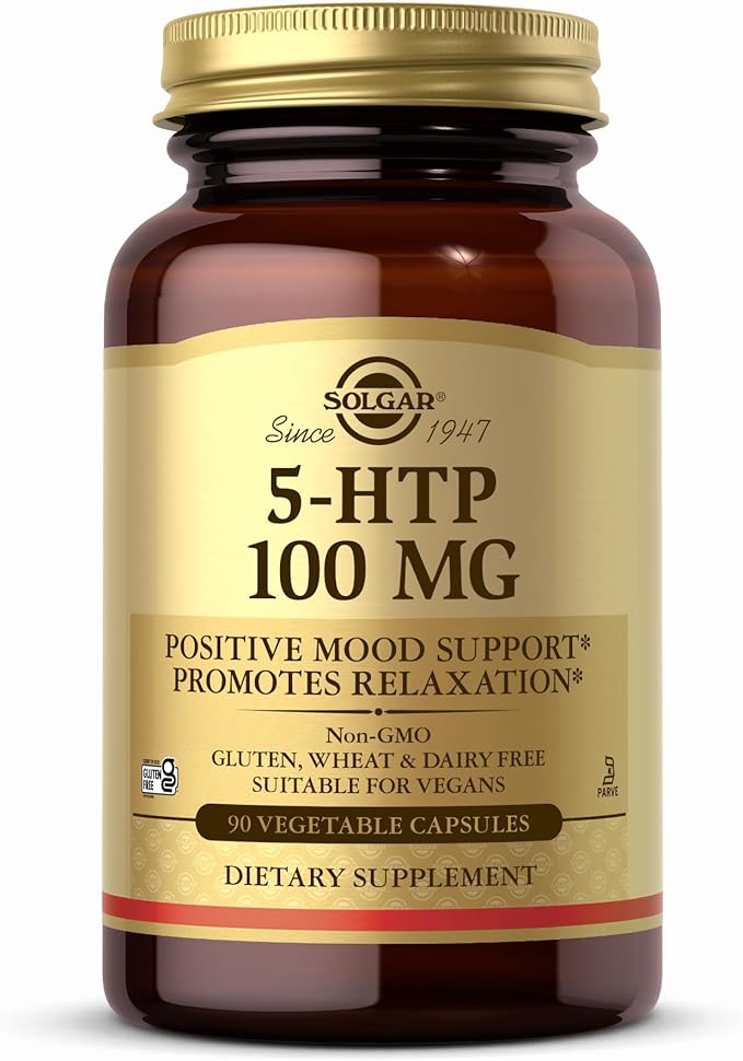 Solgar 5-HTP 100 mg - 90 Vegetable Capsules - Promotes Relaxation - Non-GMO Vegan Kosher &amp Gluten Free - 90 Servings