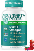 SmartyPants Organic Prenatal Vitamins for Women Multivitamin Gummies: Biotin Methylfolate Omega 3 (ALA) Vitamin D3 C Vitamin B12 B6 A K2 &amp Zinc Choline Vegetarian 120 Count (30 Day Sup