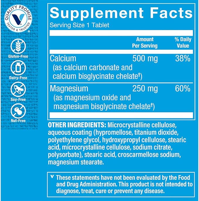 The Vitamin Shoppe Calcium Magnesium 2:1 - Bone Support Chelated | Cal-Mag with Vitamin D | 300 Tablets | Highly Absorbable