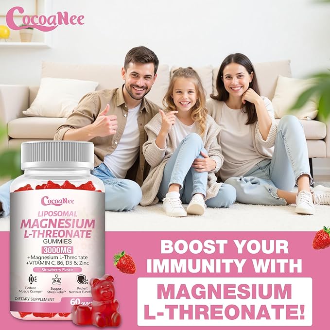 3000mg Liposomal Magnesium Threonate Gummies Magnesium Glycinate Supplements Liposomal Enhance 98% Absorption Intestinal Tolerance Muscle &amp Nervous System Support for Adults