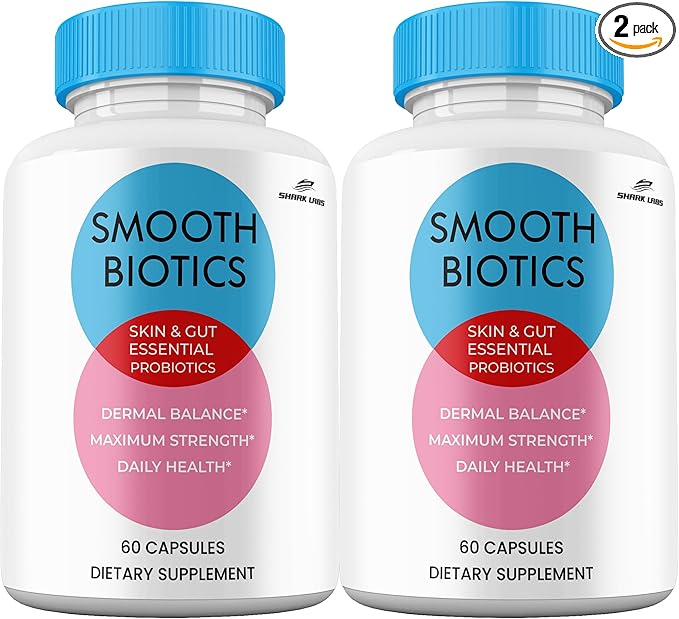 (2 Pack) Smooth Biotic Capsules All Natural Skin and Gut Capsules SmoothBiotic Supplement Premium Maximum Strength 2 Month Supply